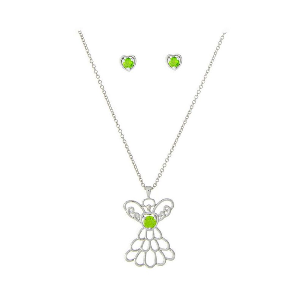Sunflower Garden August Birthstone Angel Pendant and Earrings Set